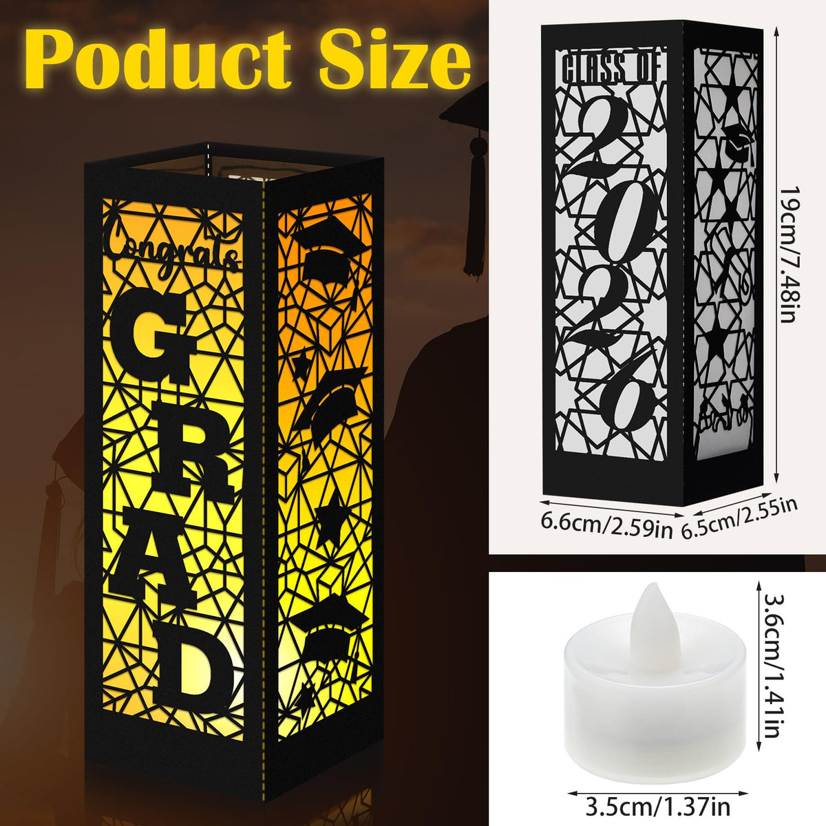 Rossesay Class of 2026 lantern centerpiece shown from multiple angles for consistent visibility.