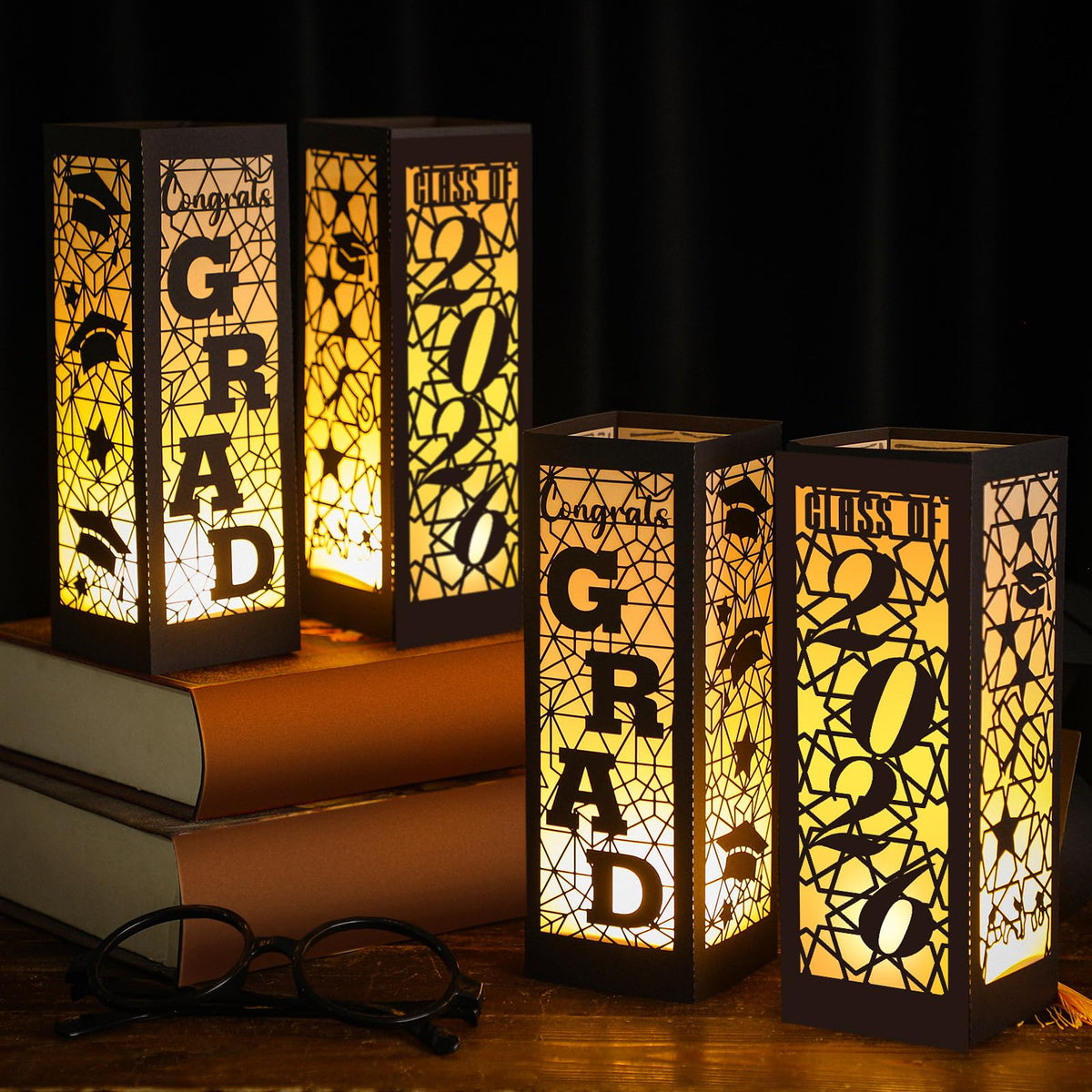 Rossesay Class of 2026 lantern centerpiece dimensions fit most party tables.