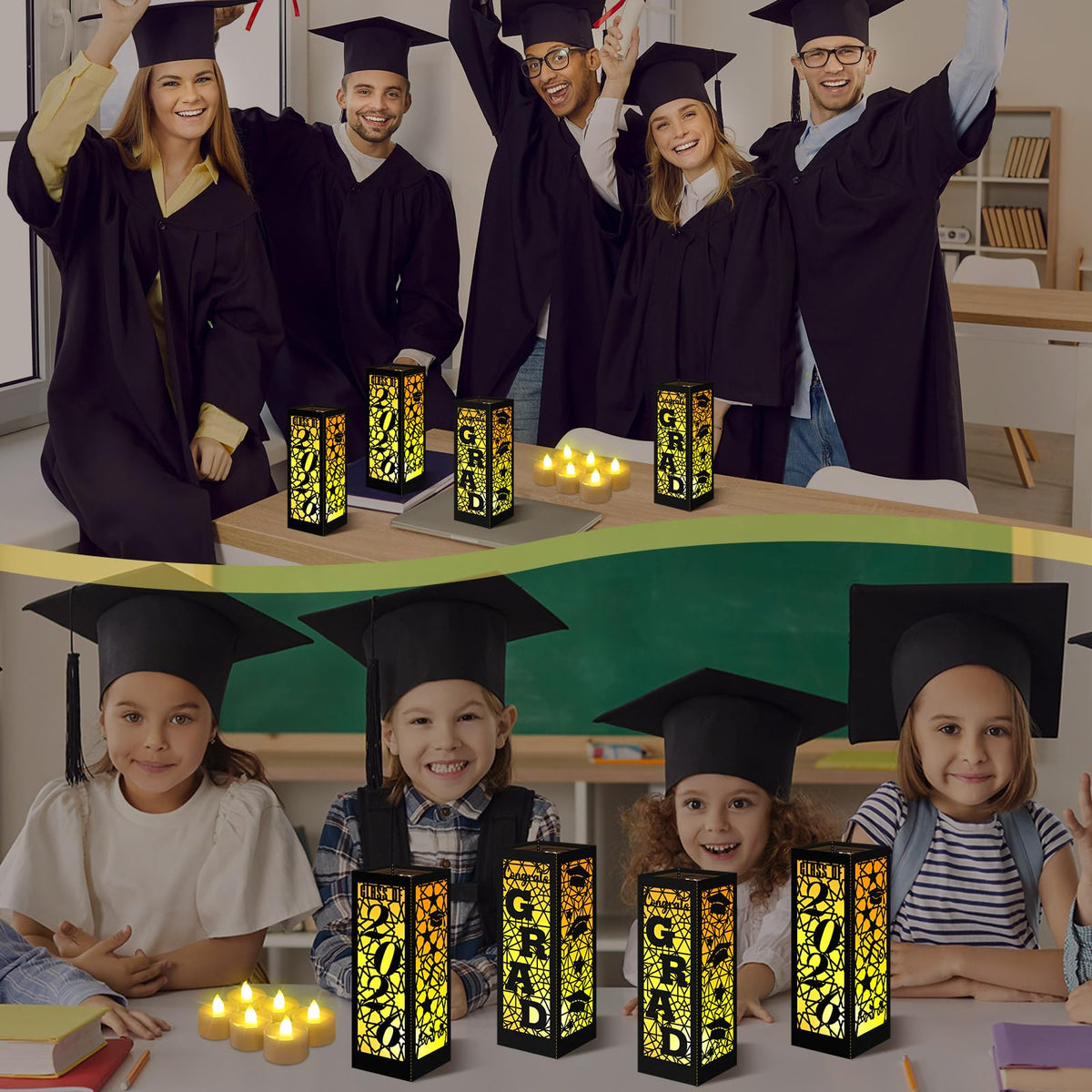 Includes 12 LED candles for a safe warm glow during celebrations.