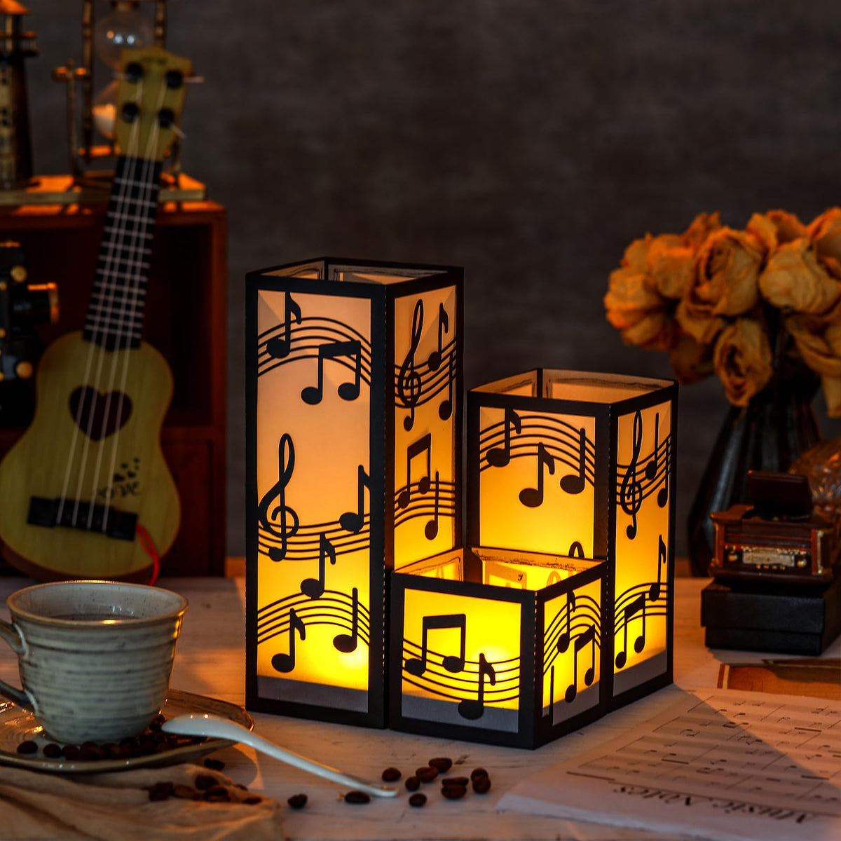 Rossesay LED candle provides safe warm white light inside the lantern.
