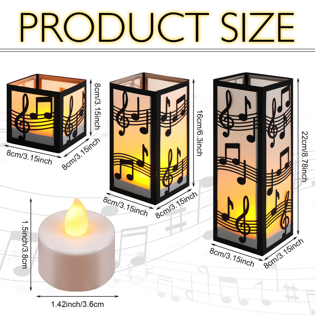 Rossesay music note lantern box 16cm size adds subtle ambiance to events.