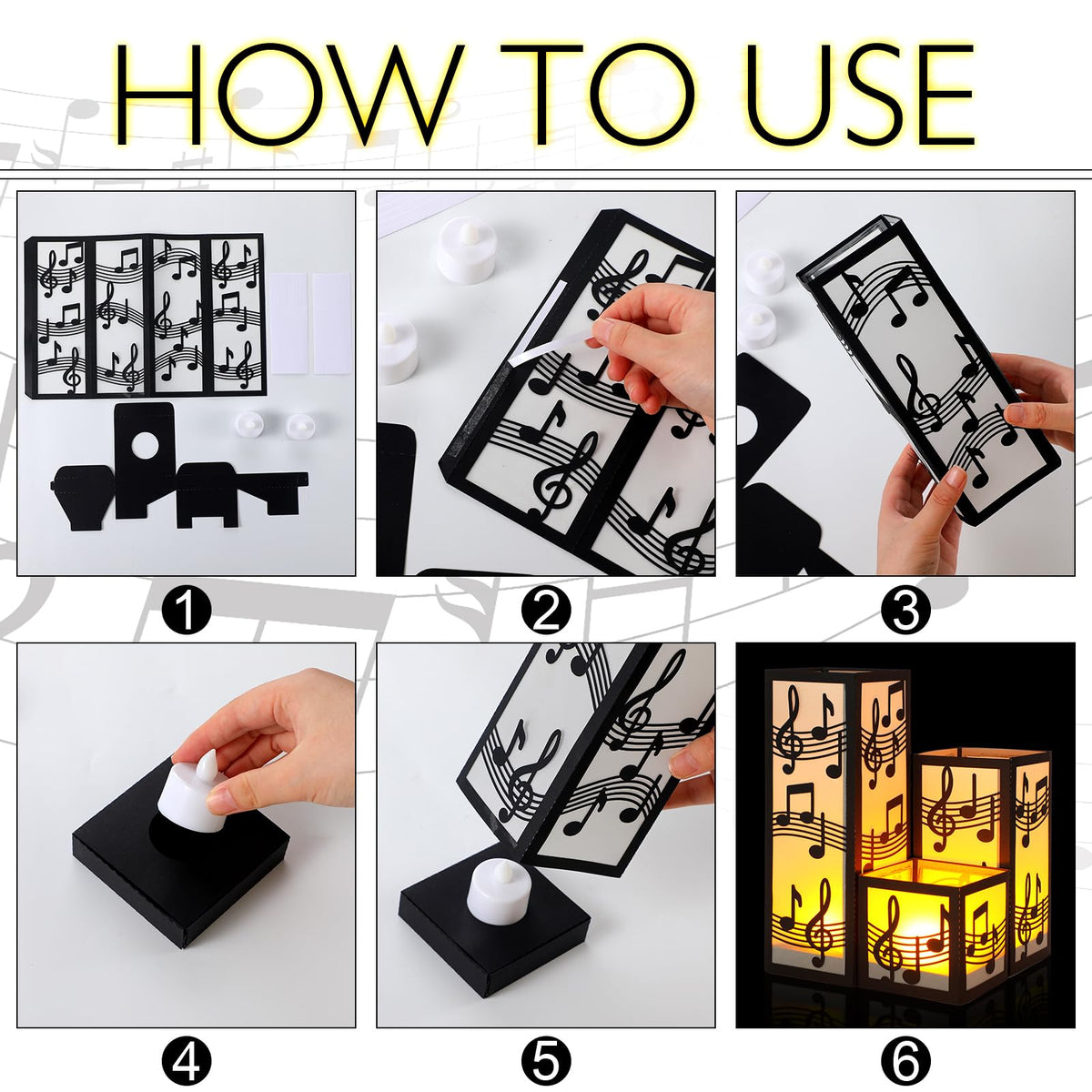 Rossesay music note lantern box 22cm size serves as a striking centerpiece for tables.