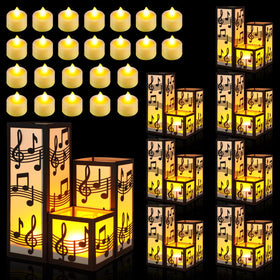 Rossesay music note lantern box 8cm size enhances intimate table decor with warm glow.