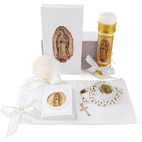 Rotel baptism candle: white candle focal point for sacred ceremonies.