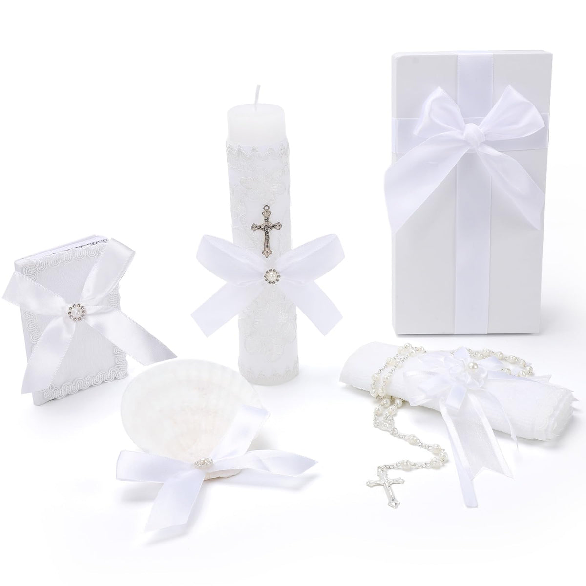 Rotel baptism candle white with graceful glow for sacred ceremonies.