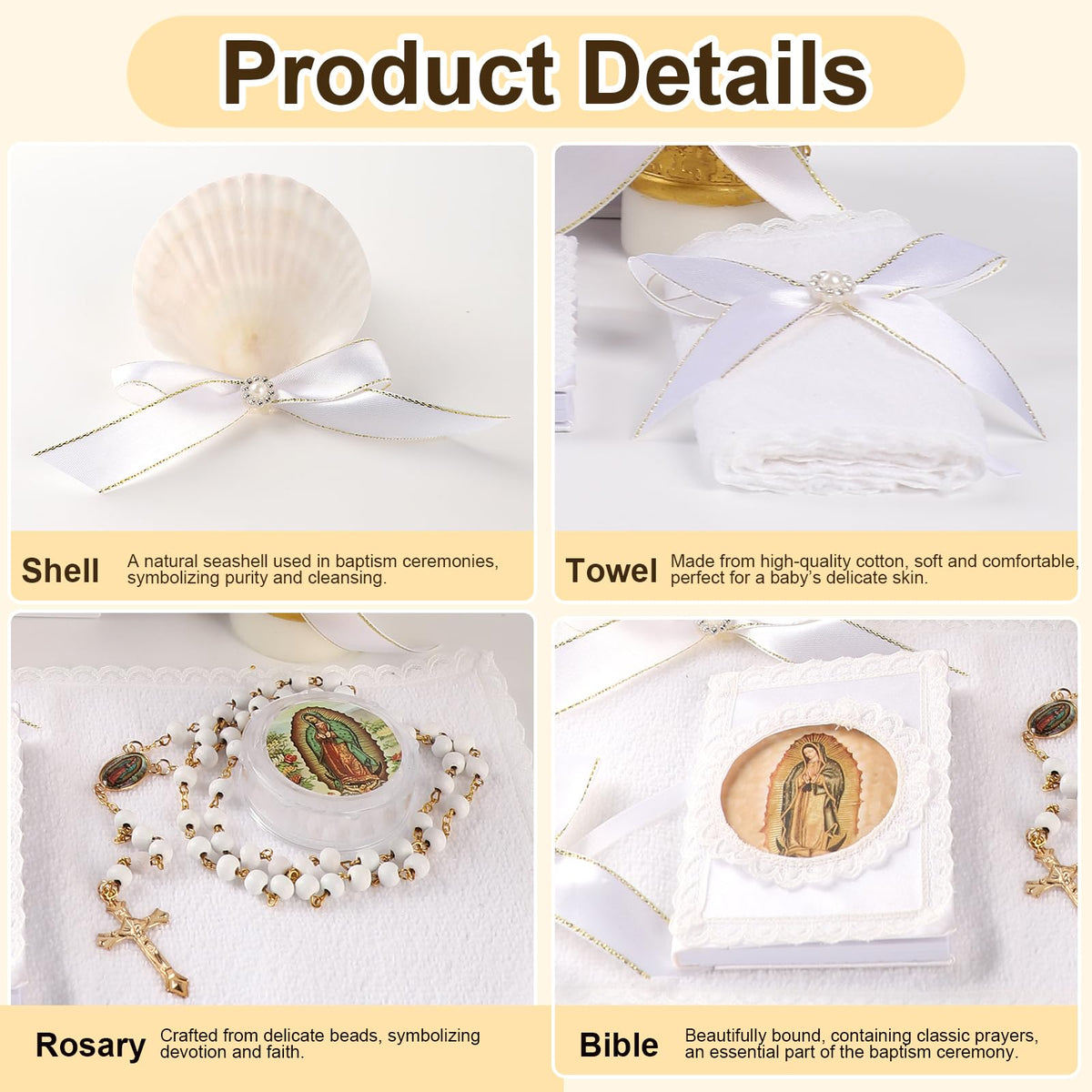 Rotel baptism shell: decorative keepsake for the christening table display.