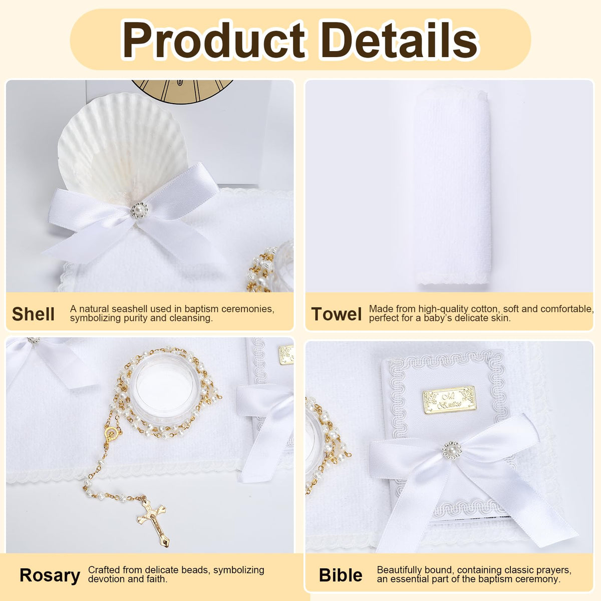 Rotel baptismal shell white, elegant symbol for blessing rites.