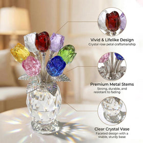 Rotroyce crystal rose size 3-2x5-7-inches offers compact elegance.