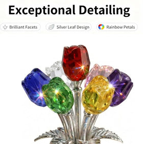 Rotroyce crystal rose set in ready-to-gift box, perfect for celebrations.