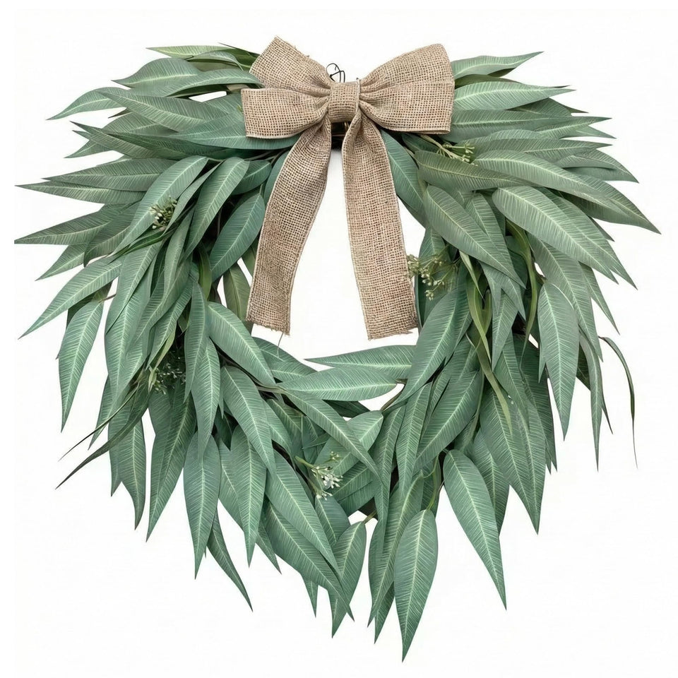 Rotroyce heart-shaped wreath on a front door adds welcoming farmhouse charm.