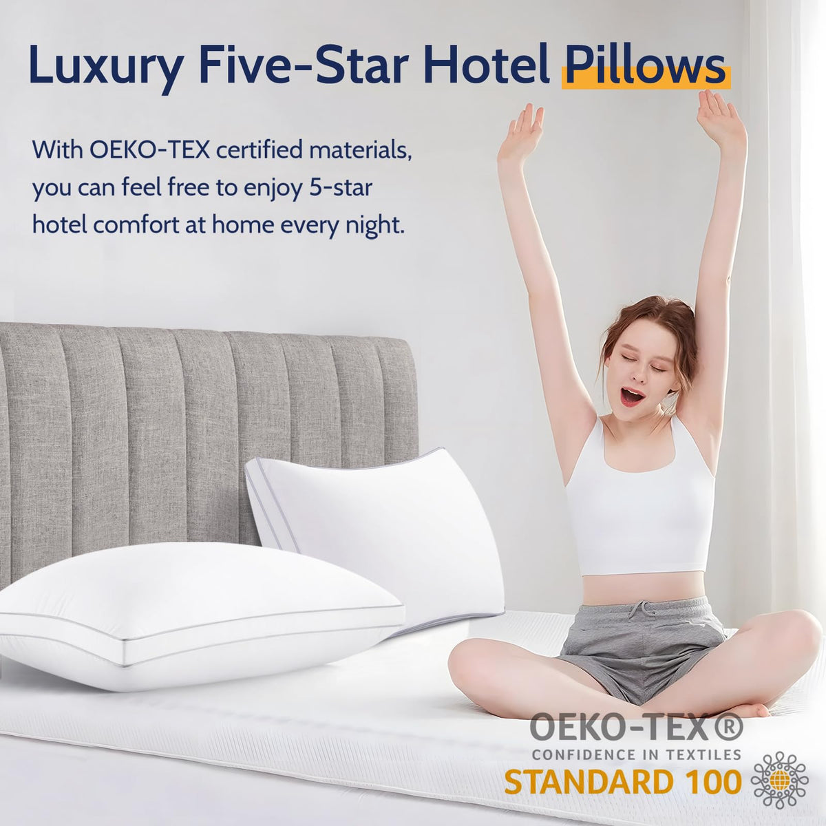 ROUMEA queen pillow set 2 cloud-soft down-alternative feel