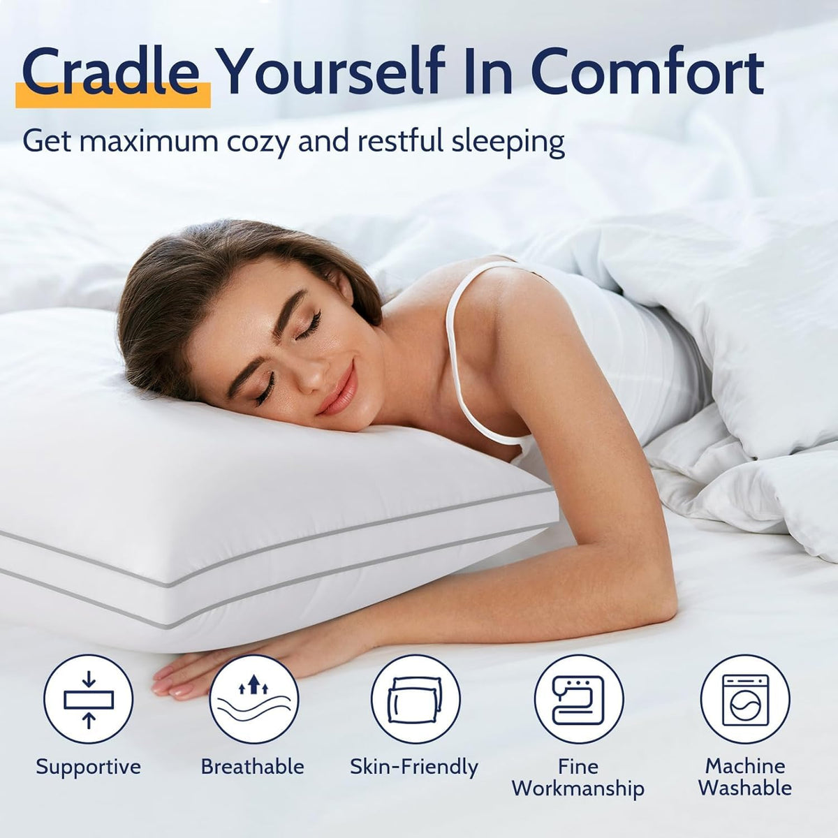 ROUMEA king-size 4-pack pillows soft yet supportive for all sleep positions