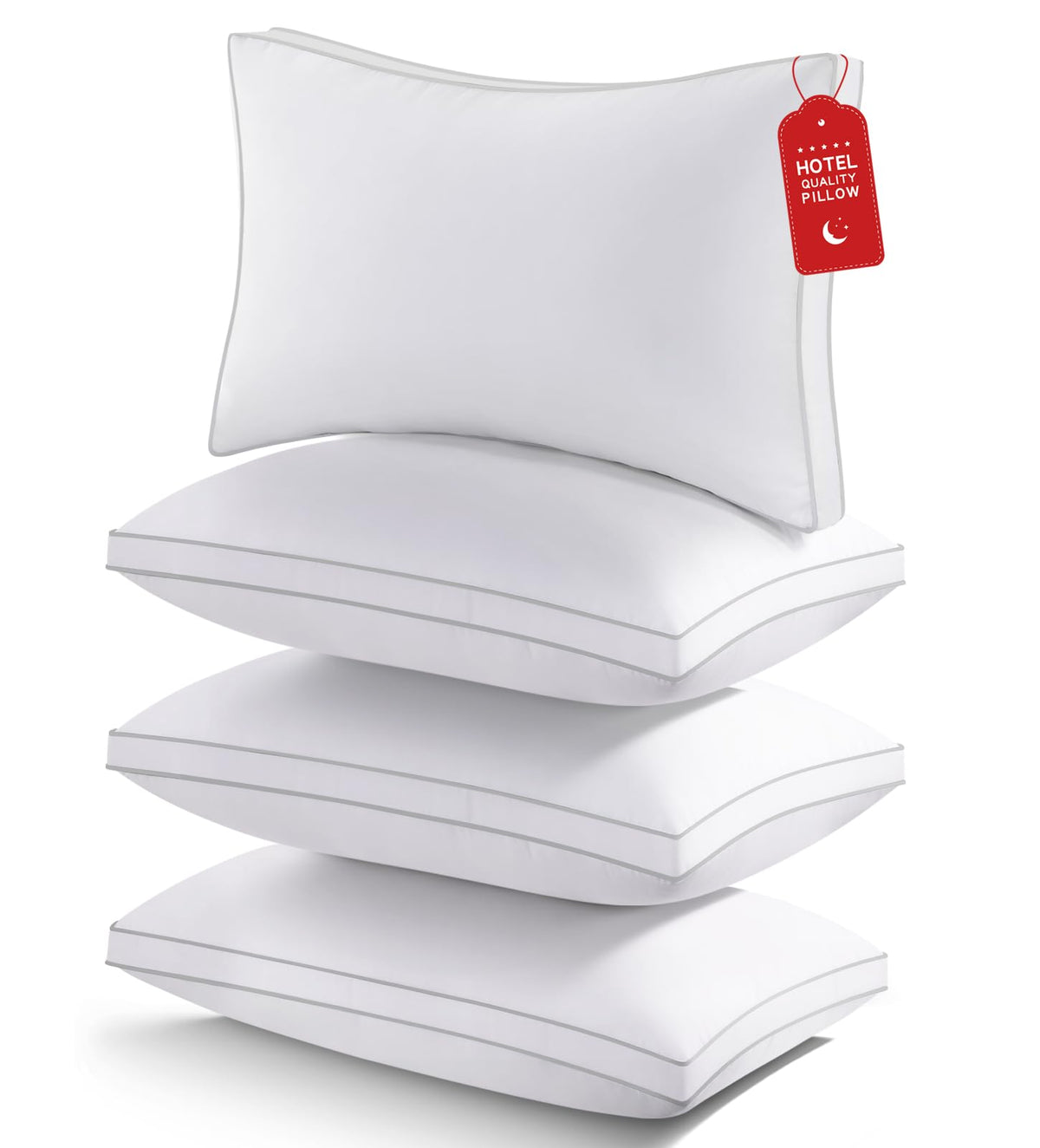 ROUMEA queen set4 fluff pillow showcases cloud-like softness for restful sleep.