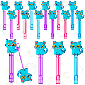 RoundFunny blue cat mini bubble wands for playful party favors