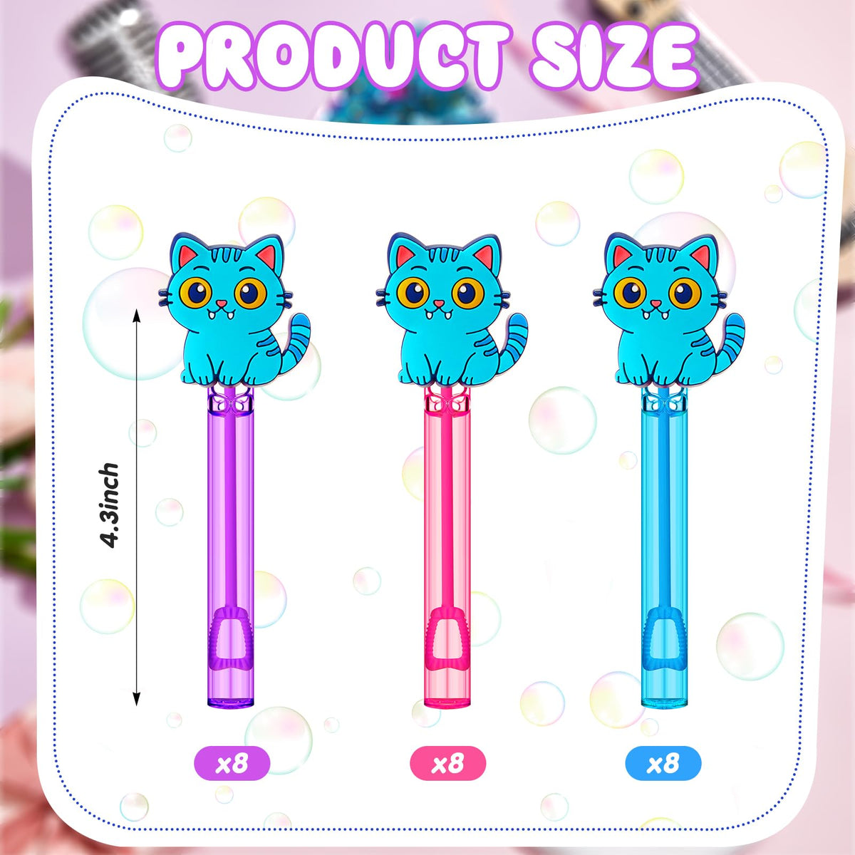 RoundFunny pink cat mini bubble wands add kawaii charm to kitten-themed celebrations