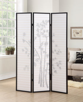 Roundhill shoji screen folded for easy storage and space-saving versatility.
