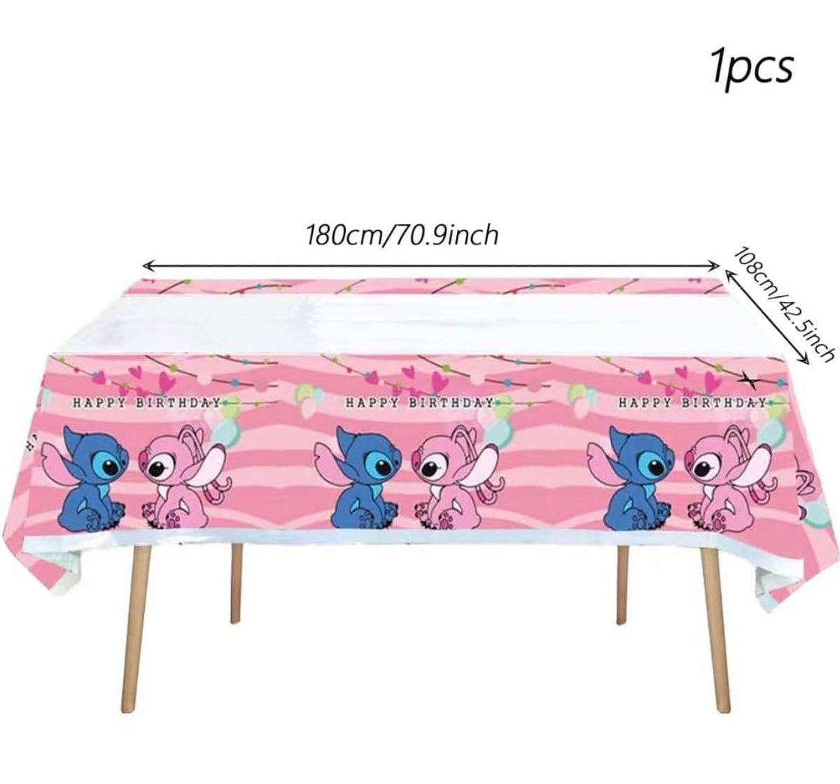 Rovercci Pink Stitch tablecloth to protect surfaces and tie decor