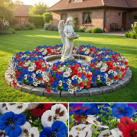 Rowfad front door decor with low-maintenance, lifelike blooms.