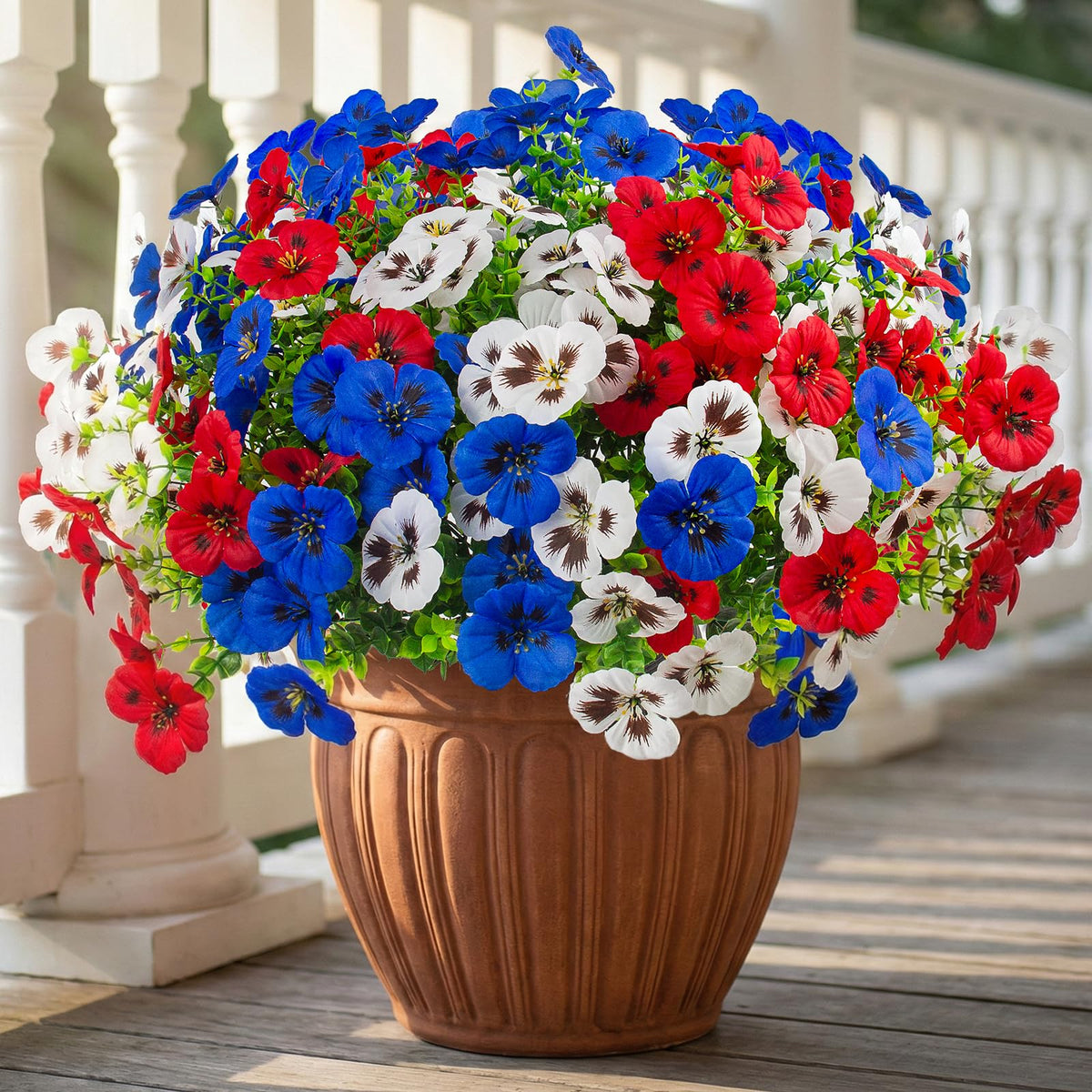 Rowfad outdoor faux pansies ideal for window boxes and borders.