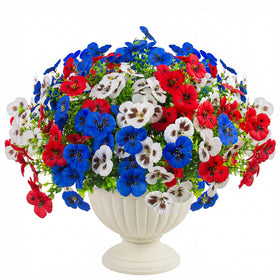 Rowfad pansy multi color bouquet offers versatile styling for porches.