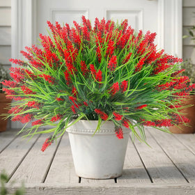 Rowfad red outdoor artificial flowers in a pot for porch decor