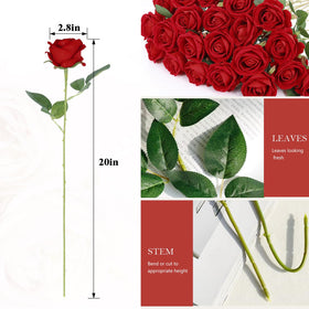 Rowfad velvet-silk red roses add lifelike elegance to wedding centerpieces.