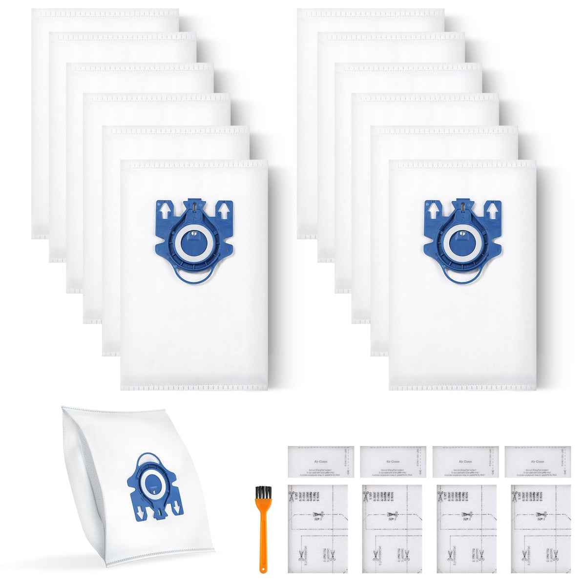 Rowhalf 12-pack 3D dust bags for Miele, easy replacement and filtration.