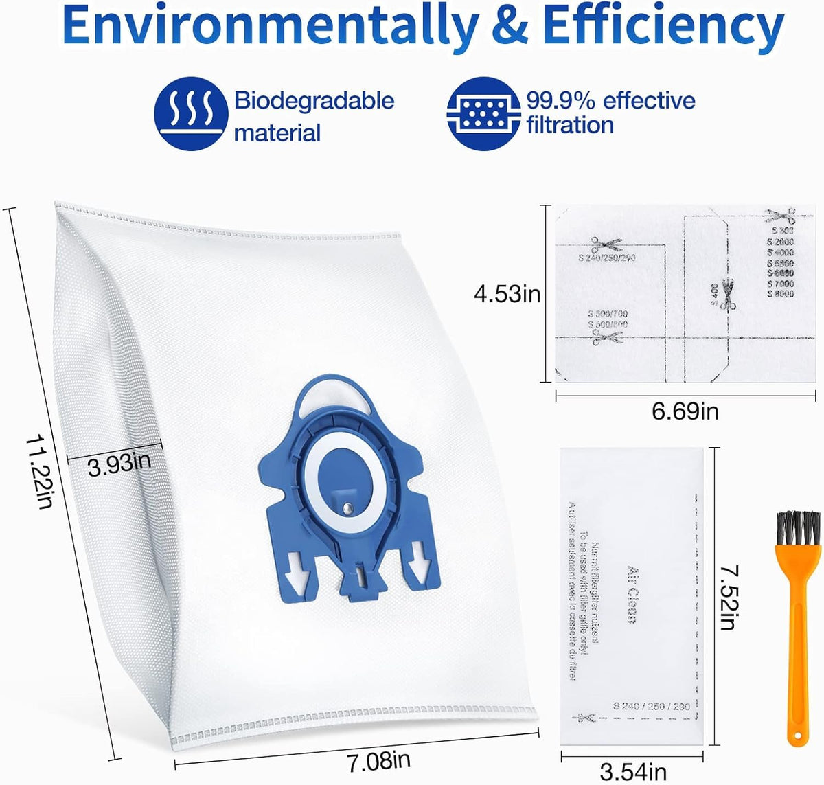 Rowhalf Miele-compatible bags with 5-layer filtration reduce dust escape.