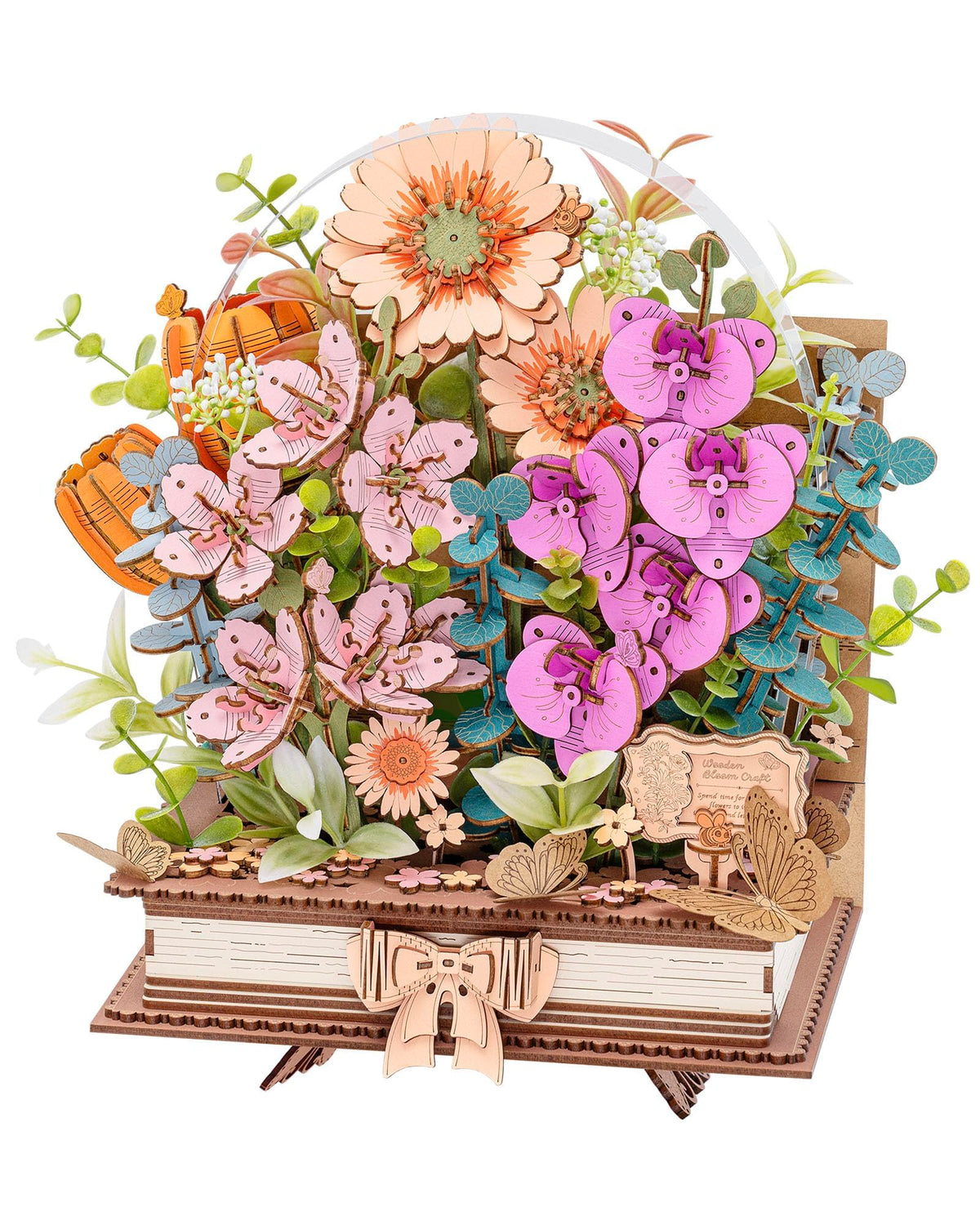 Rowood 3D wooden flower close-up shows petal texture for display