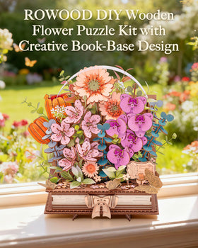Rowood wooden flower stem adjustment view for a customizable bouquet