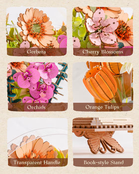 Rowood handcrafted wood flower bouquet showcases a timeless keepsake
