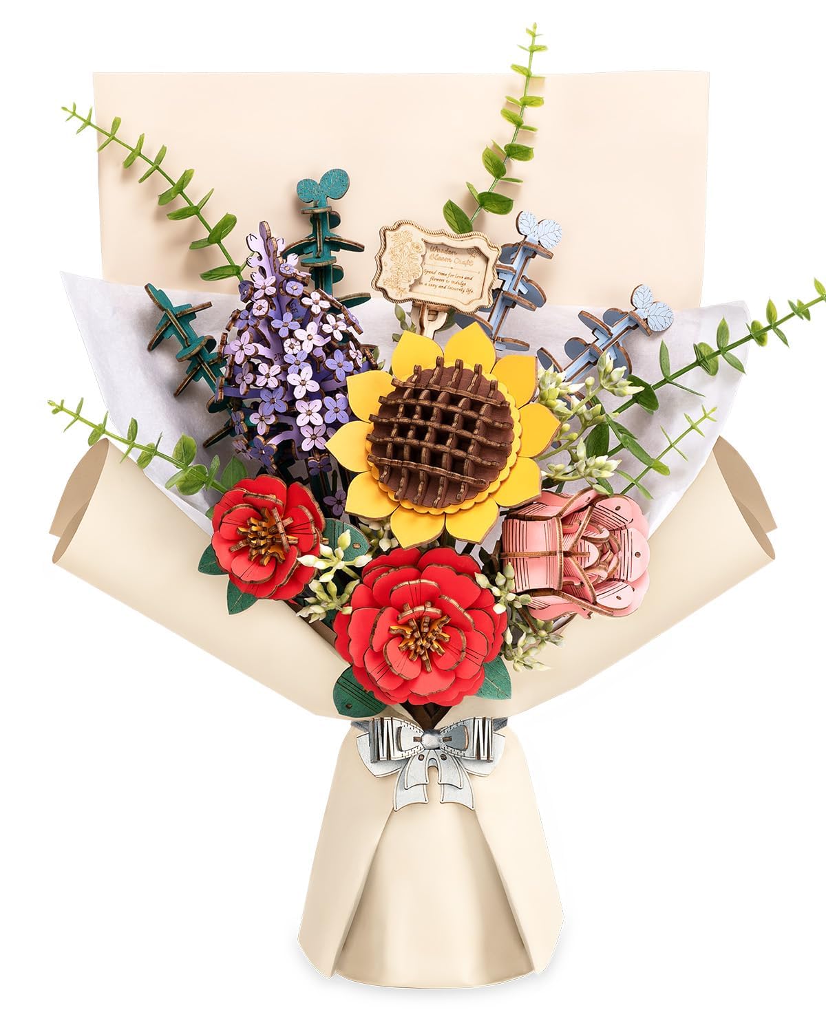 Rowood TW01H flower bouquet assembly shows adjustable heights for custom arrangements.