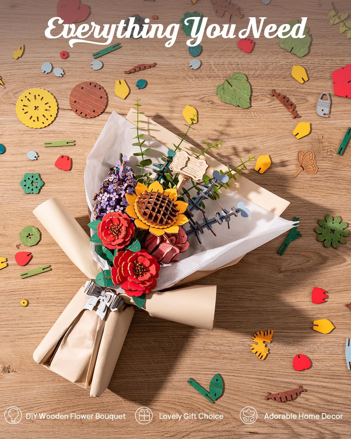 Rowood TW01H sunflower model with lifelike petals for natural decor.