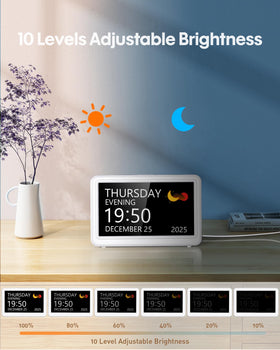 Roxicosly clock offers adjustable brightness for comfortable viewing day or night