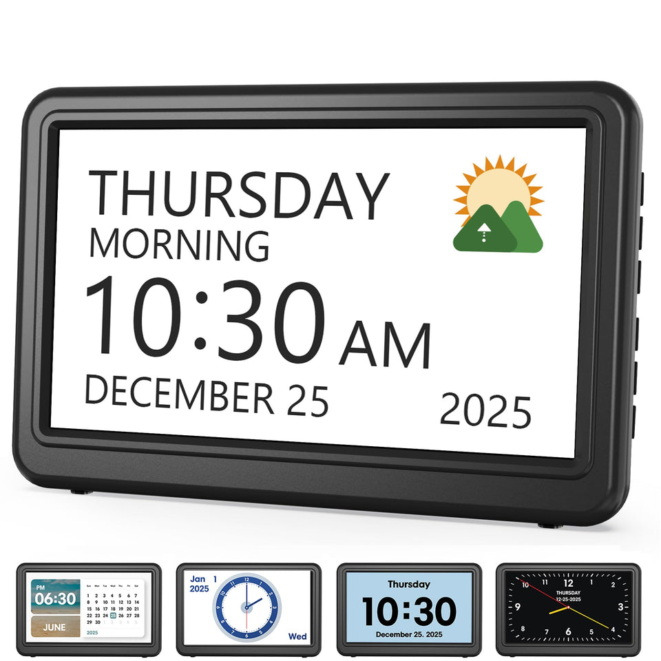 Roxicosly clock with 7in large display helps seniors read time at a glance