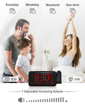 Roxicosly dual alarms with weekday and weekend settings for personalized wake times.