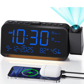 Roxicosly projection clock on ceiling displaying clear time readout