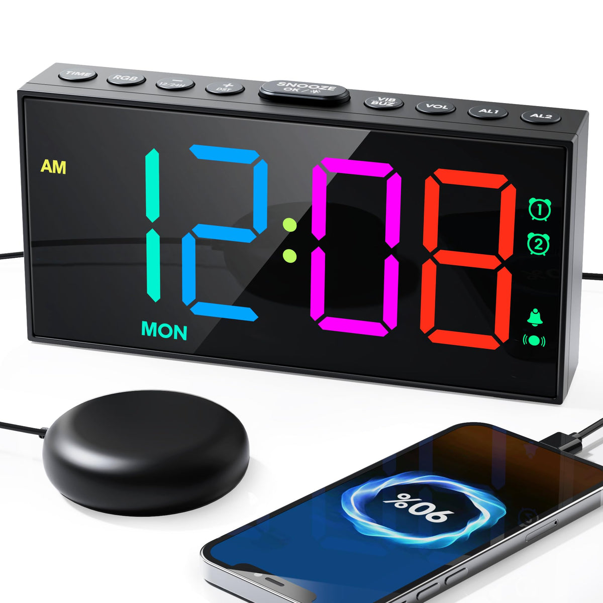 Roxicosly RGB display with 10 colors for clear time viewing in any light