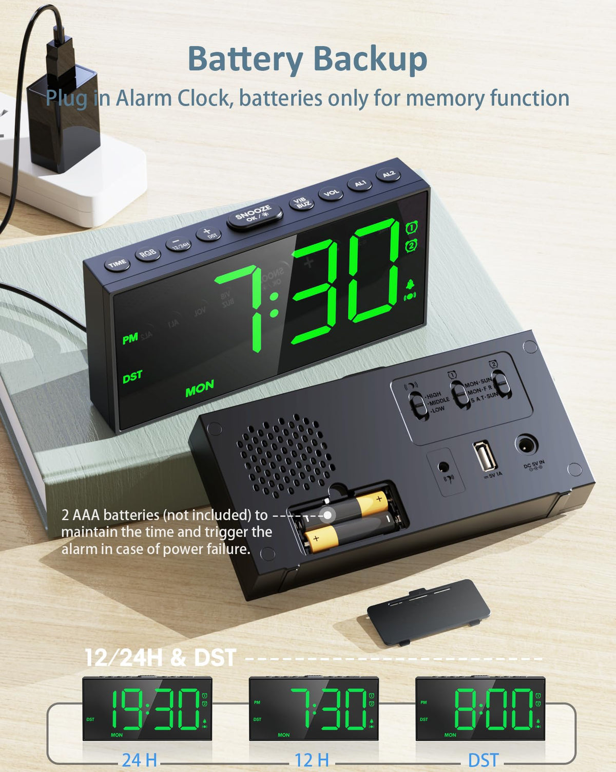 Roxicosly large snooze button enables extra rest with one press