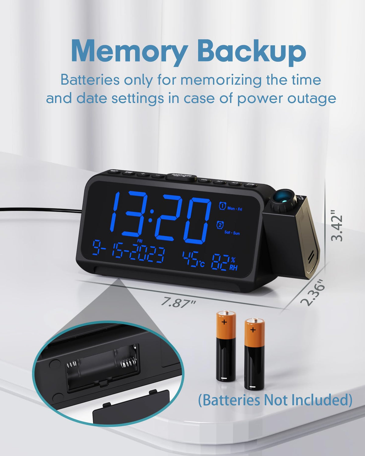 Roxicosly clock with USB-C and USB-A charging ports