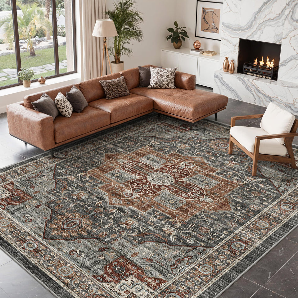 Roxstand 8x10 area rug top view defining a living space.