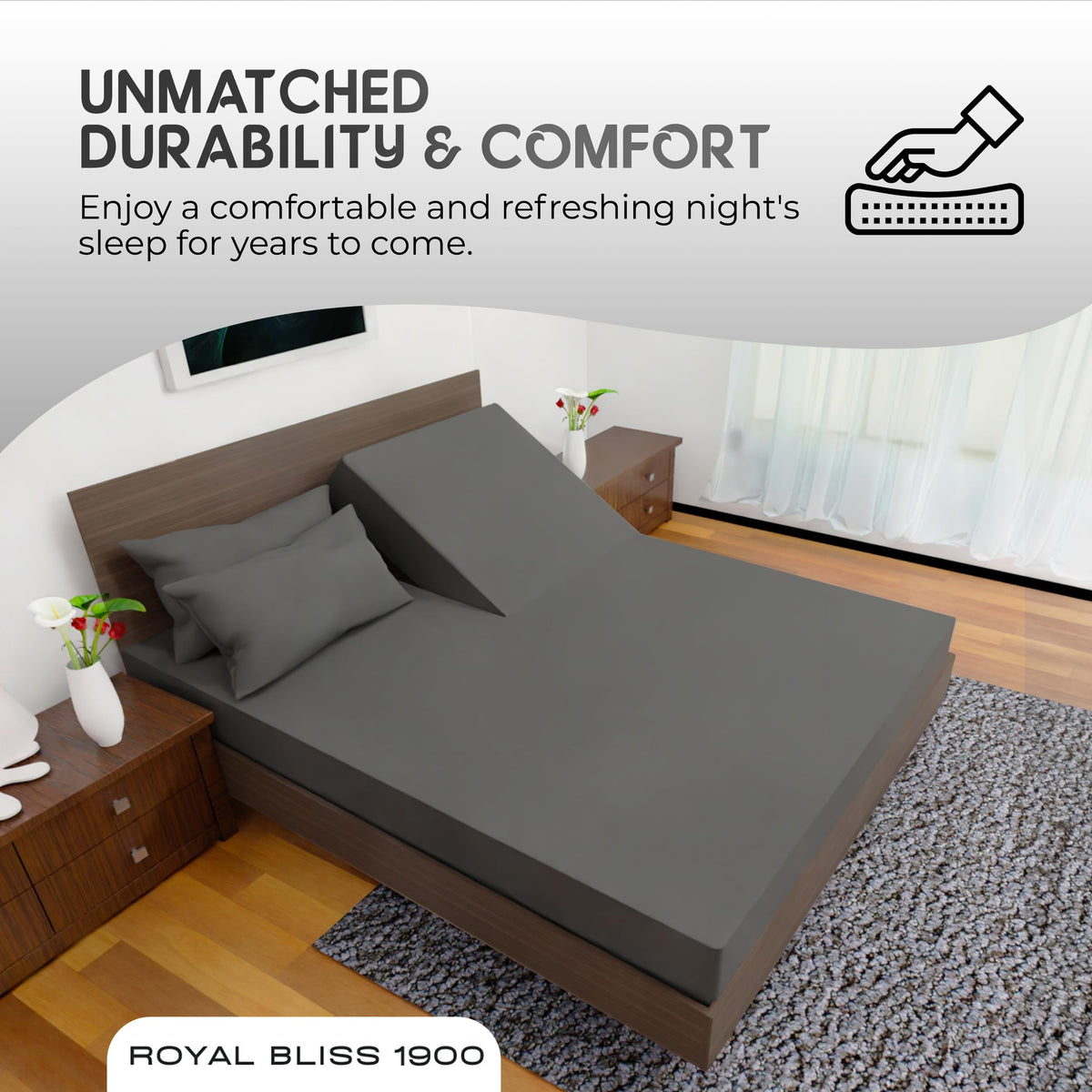 Royal Bliss 1900 hydro-brushed softness for year-round comfort.