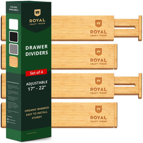 Royal Craft Wood bamboo drawer divider in a deep drawer for neat utensil separation