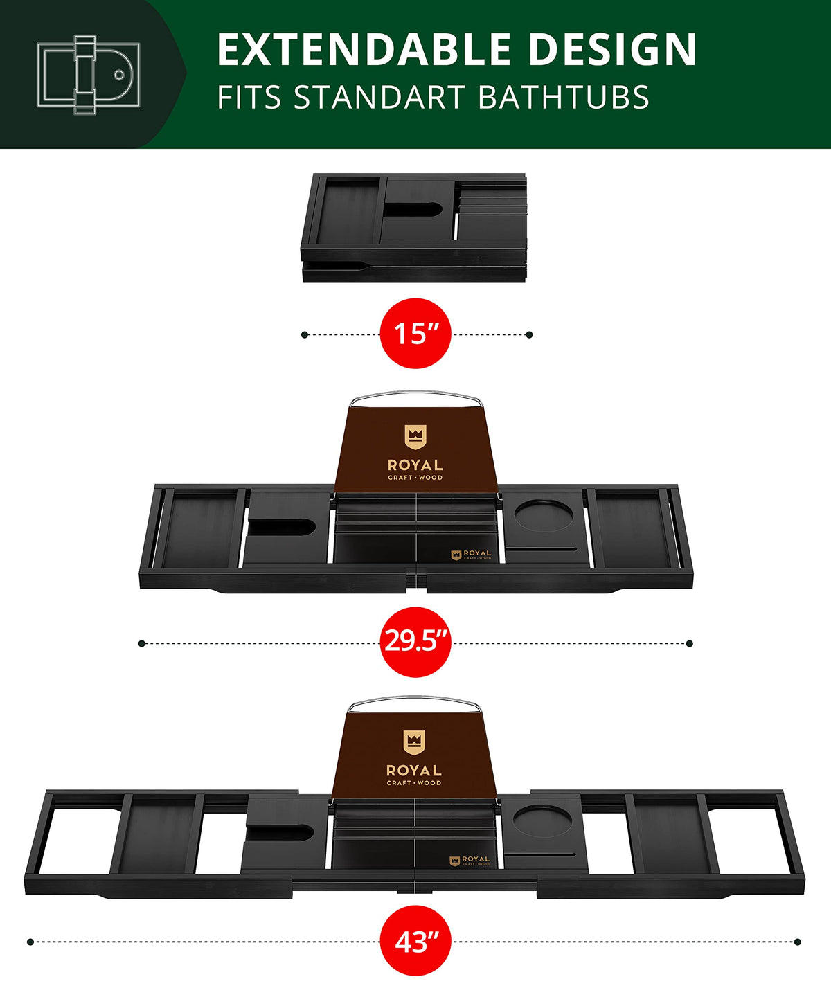 ROYAL CRAFT WOOD bamboo tray with lacquer coating in bathroom