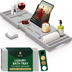 Royal Craft Wood bathtub tray fully adjustable fits most tubs for a personalized setup