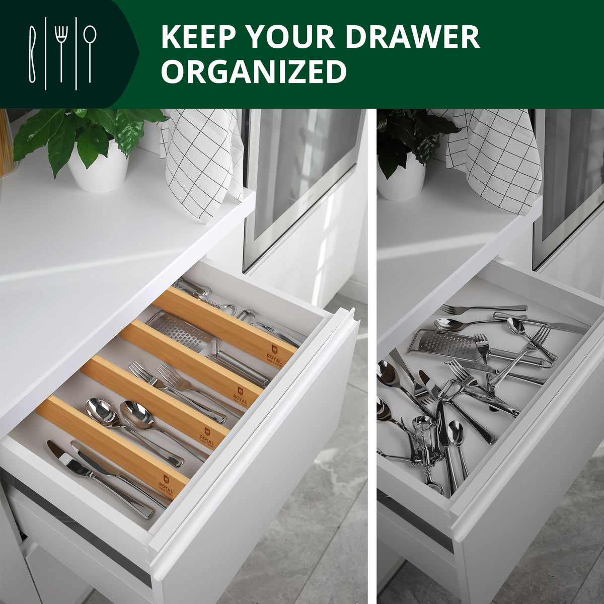 Royal Craft Wood dresser drawer organizers simplify clothing storage