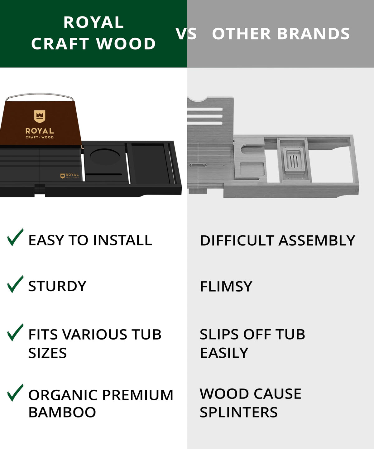 ROYAL CRAFT WOOD premium bamboo finish enhances decor