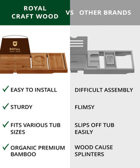 ROYAL CRAFT WOOD removable spa trays for snacks and towels