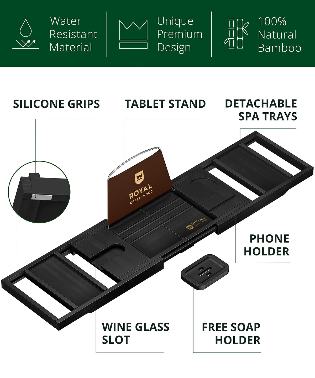 ROYAL CRAFT WOOD tray tablet holder for tub reading
