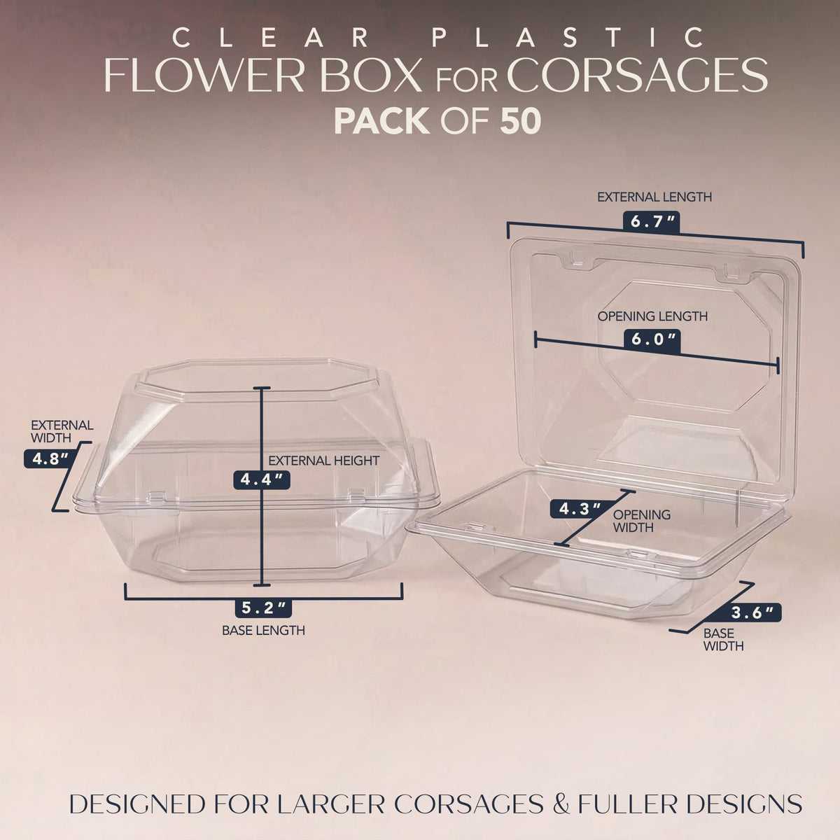 Royal Imports boutonniere box with open lid, easy access for arranging stems